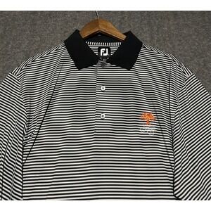 Foot joy kiawah polo shirt mens golf performance striped gray black Large